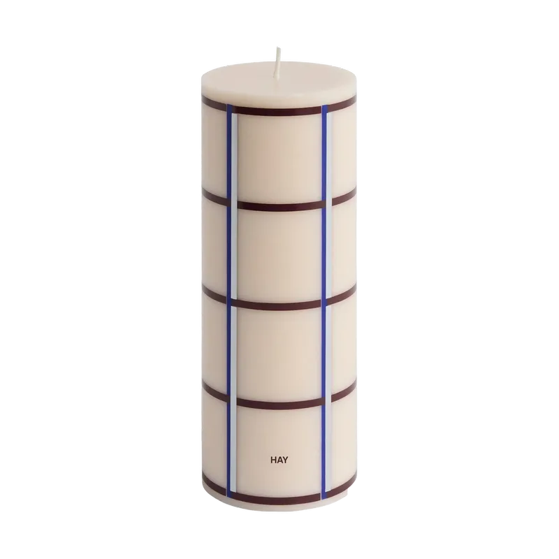 Column Candle Blockkerze medium 20 cm Off white-bordeaux-blue-silver by HAY – product photo