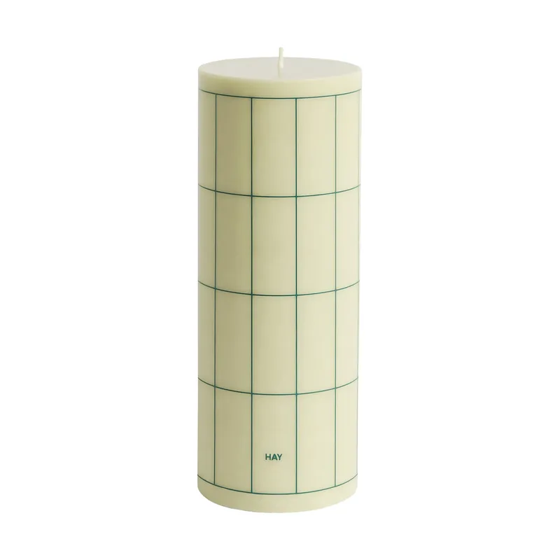 Column Candle Stumpenkerze Large 25 cm Light green with dark green grid check van HAY – productfoto