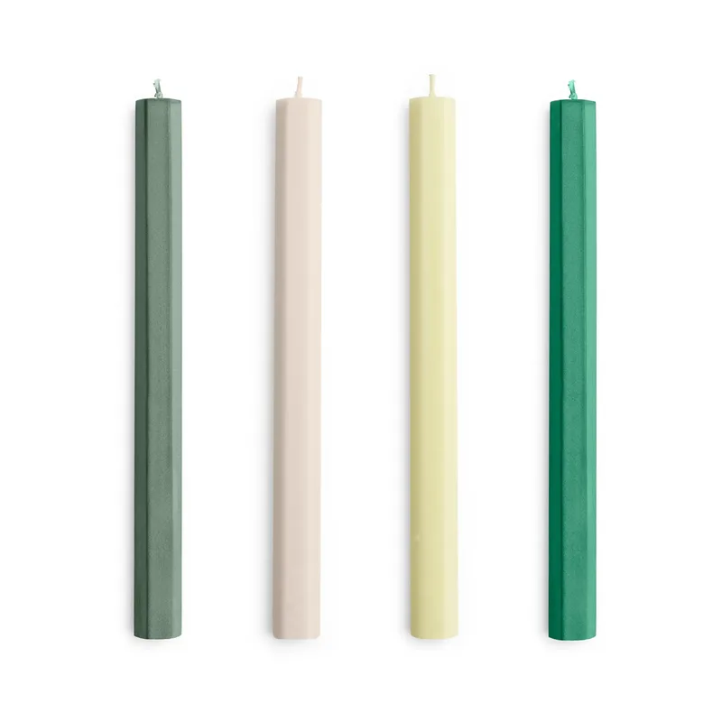 Hexagon Candle Kerzen-Mix 4er-Pack Greens-whites de HAY – photo du produit