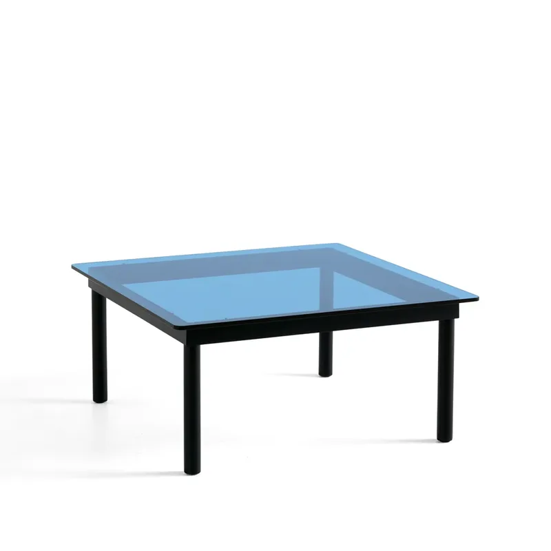 Kofi Couchtisch Black oak-Glasplatte-blau getönt-80 cm från HAY – produktbild