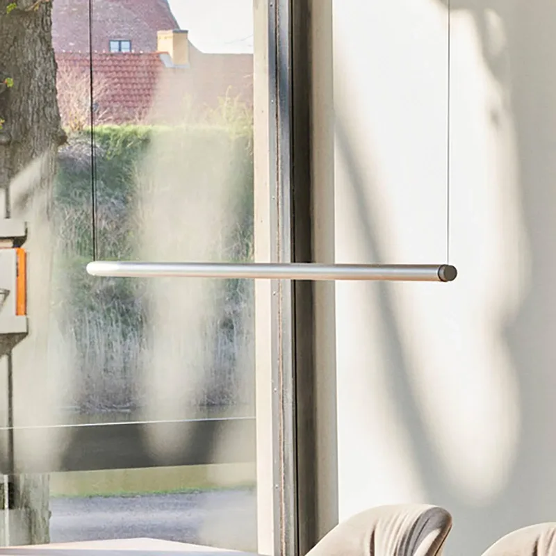 LED hanglamp Factor Linear 1500, aluminium, draaibaar by HAY in Aluminium, Opaal – product photo