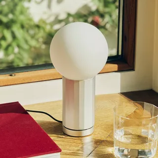LED tafellamp TURN ON, aluminium, hoogte 20 cm, dimbaar by HAY in Aluminium, Opaalwit – product photo 1 of 4