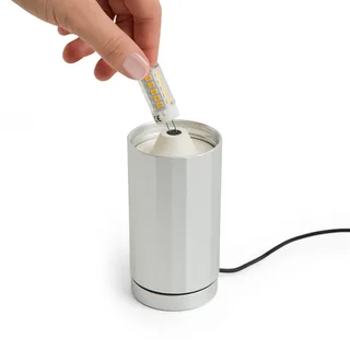 LED tafellamp TURN ON, aluminium, hoogte 20 cm, dimbaar by HAY in Aluminium, Opaalwit – product photo 4 of 4