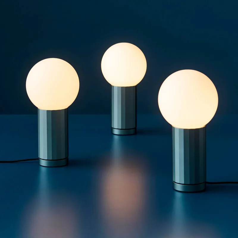 LED tafellamp TURN ON, blauw, hoogte 20 cm, dimbaar by HAY in Blue, Opaalwit – product photo