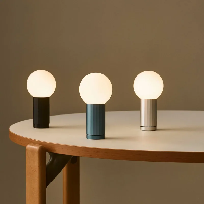LED tafellamp TURN ON, zwart, hoogte 20 cm, dimbaar by HAY in Black, Opaalwit – product photo