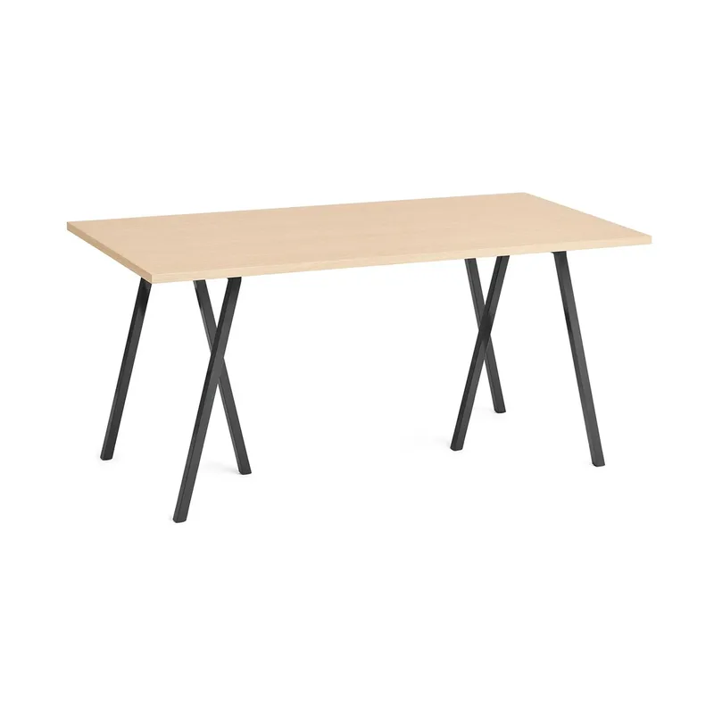 Loop Stand Esstisch 77,5x160 cm Black-black linoleum-lacq. oak by HAY – product photo