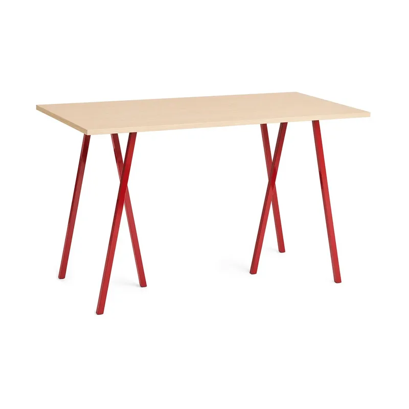 Loop Stand Esstisch 77,5x160 cm Maroon red-clear lacq. oak by HAY – product photo