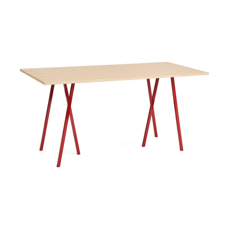Loop Stand Esstisch 92,5x200 cm Maroon red-clear lacq. oak by HAY – product photo