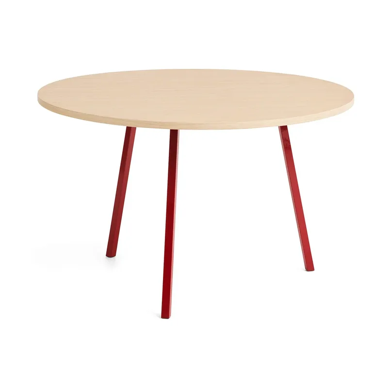 Loop Stand Esstisch Ø120 cm Maroon red-clear lacq. oak by HAY – product photo