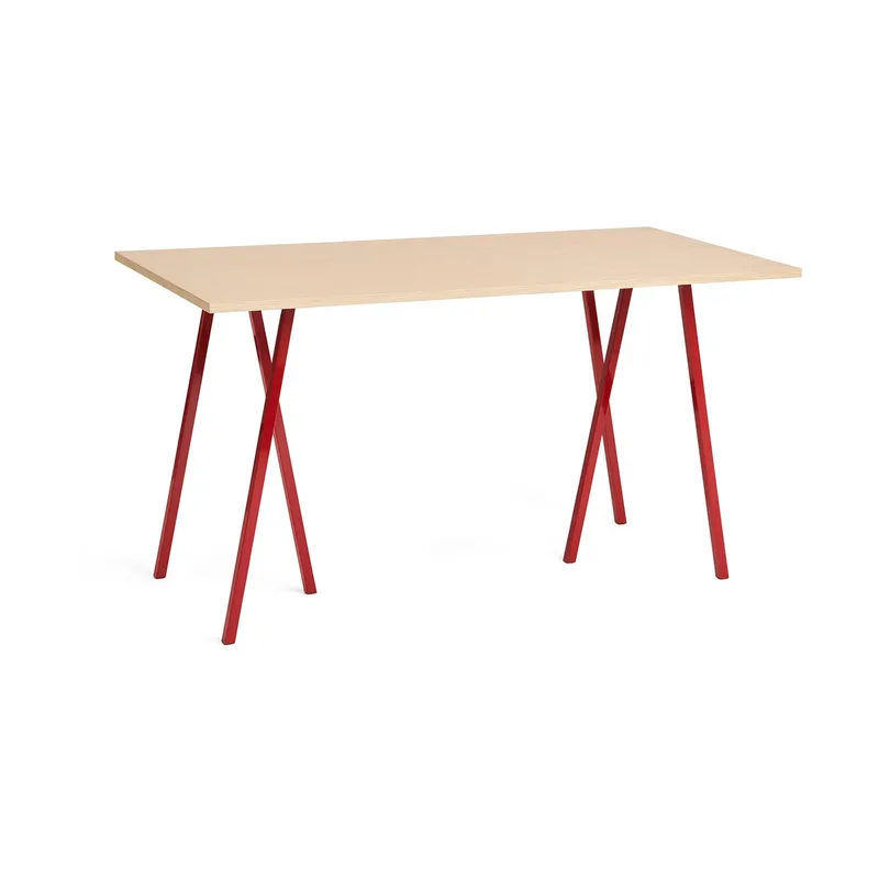 Loop Stand incl. support Esstisch 87,5x180 cm Maroon red-clear lacq. oak by HAY – product photo