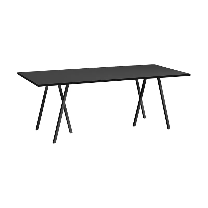 Loop Stand incl. support Esstisch 92,5x200 cm Black-black linoleum-black ash by HAY – product photo