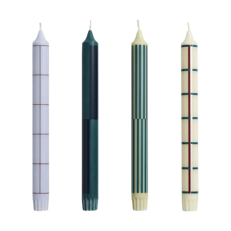 Pattern Kerzen Mix 4er-Pack Green-silver by HAY – product photo
