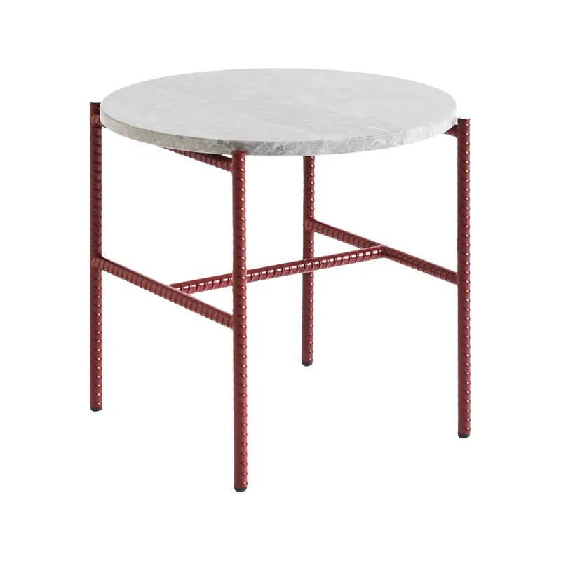 Rebar Beistelltisch Ø45 cm Grey marble-barn red från HAY – produktbild