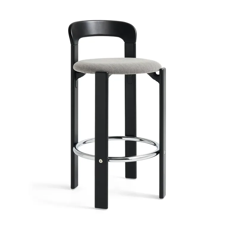 Rey Low gepolsterter Barhocker Steelcut trio 124 deep black by HAY – product photo