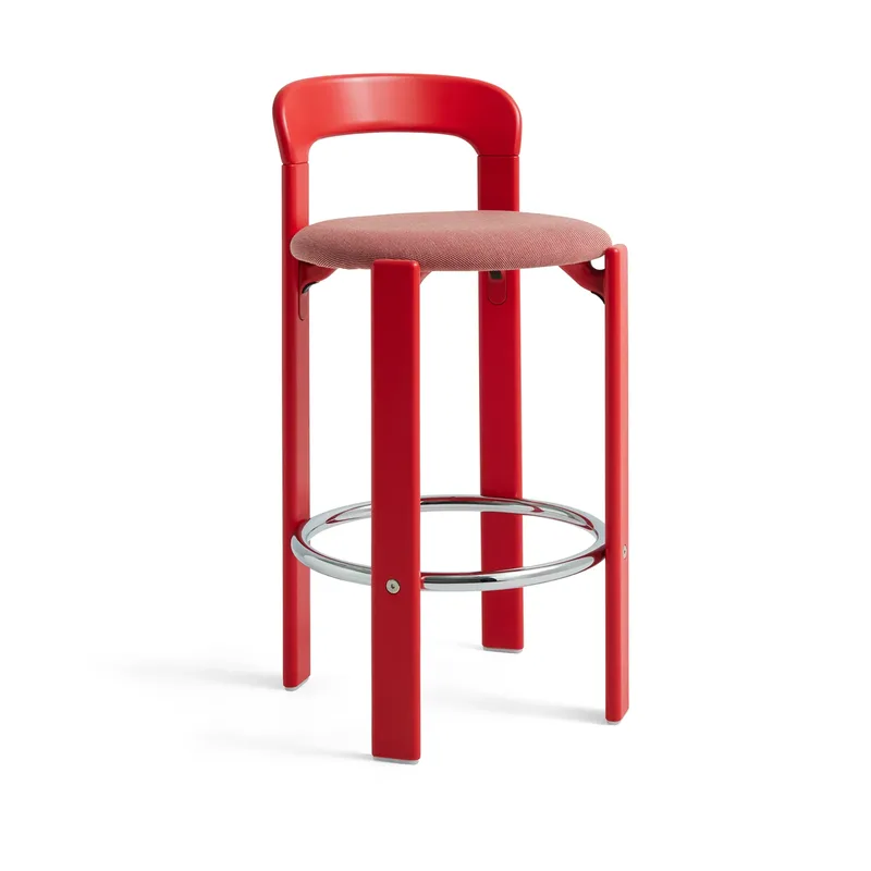 Rey Low gepolsterter Barhocker Steelcut trio 376 scarlet red by HAY – product photo