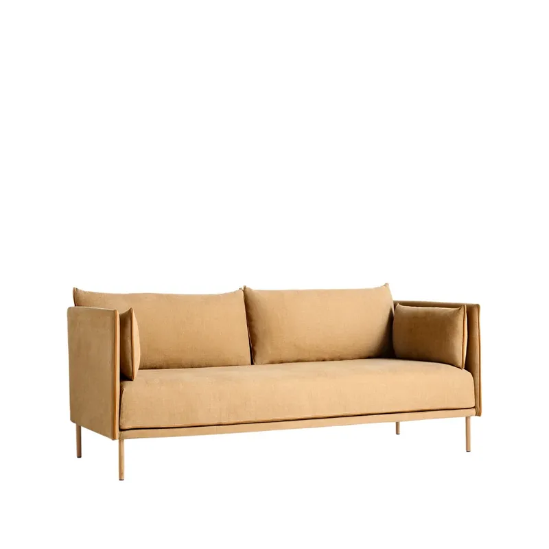 Silhouette 2-Sitzer Sofa Linara 142-cognac leather piping-oiled oak by HAY – product photo