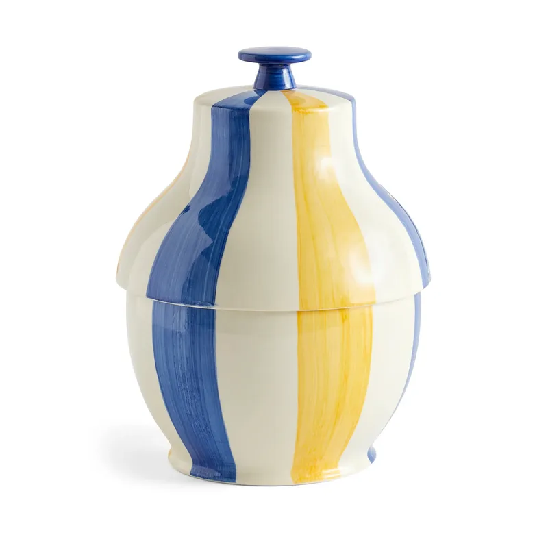 Sobremesa stripe Keksdose Ø19cm Blue-yellow van HAY – productfoto