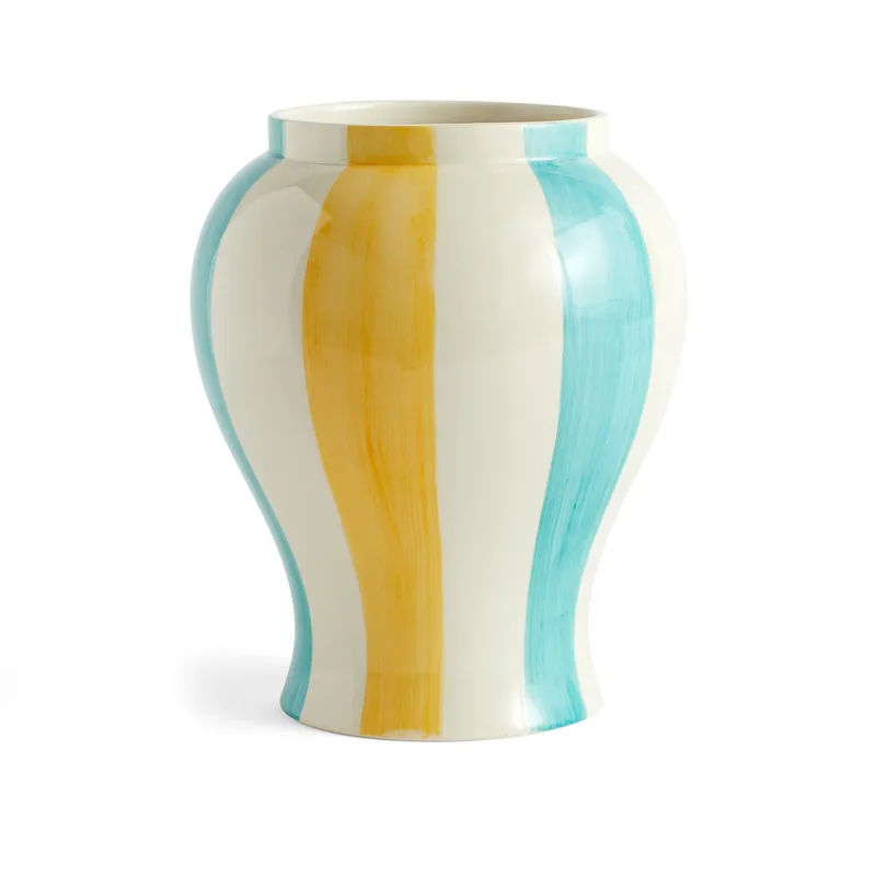 Sobremesa stripe Vase L 25cm Green-yellow by HAY – product photo