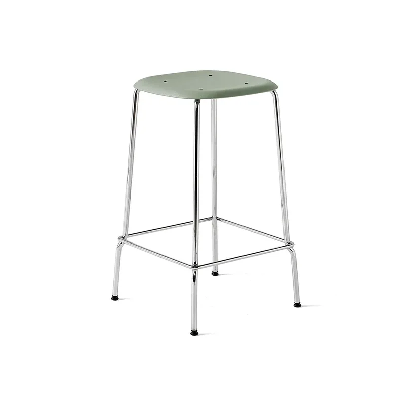 Soft Edge 30 Low Barhocker Dusty green- Chromgestell by HAY – product photo