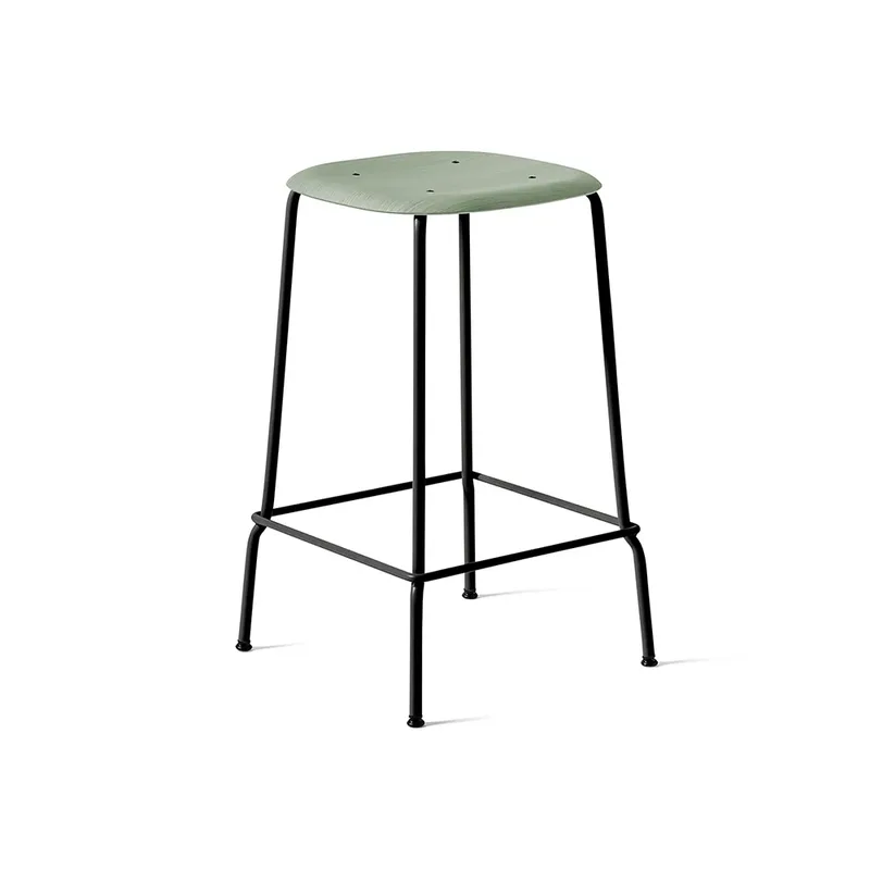 Soft Edge 30 Low Barhocker Dusty green, schwarzes Stahlgestell de HAY – photo du produit