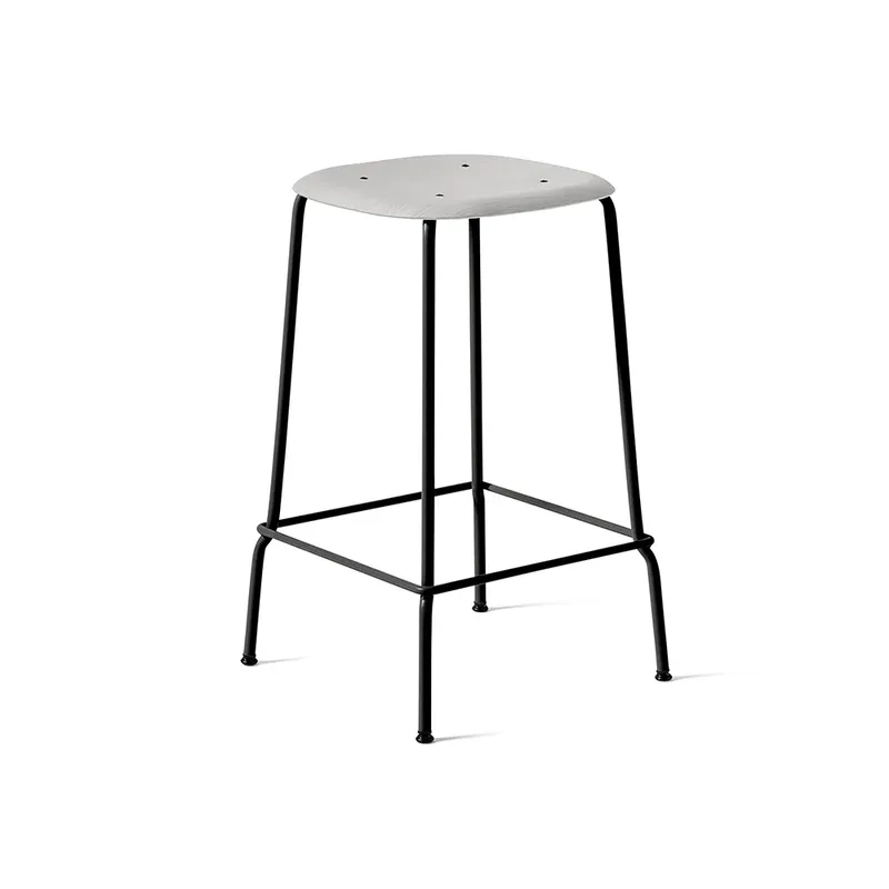 Soft Edge 30 Low Barhocker Soft grey, schwarzes Stahlgestell by HAY – product photo