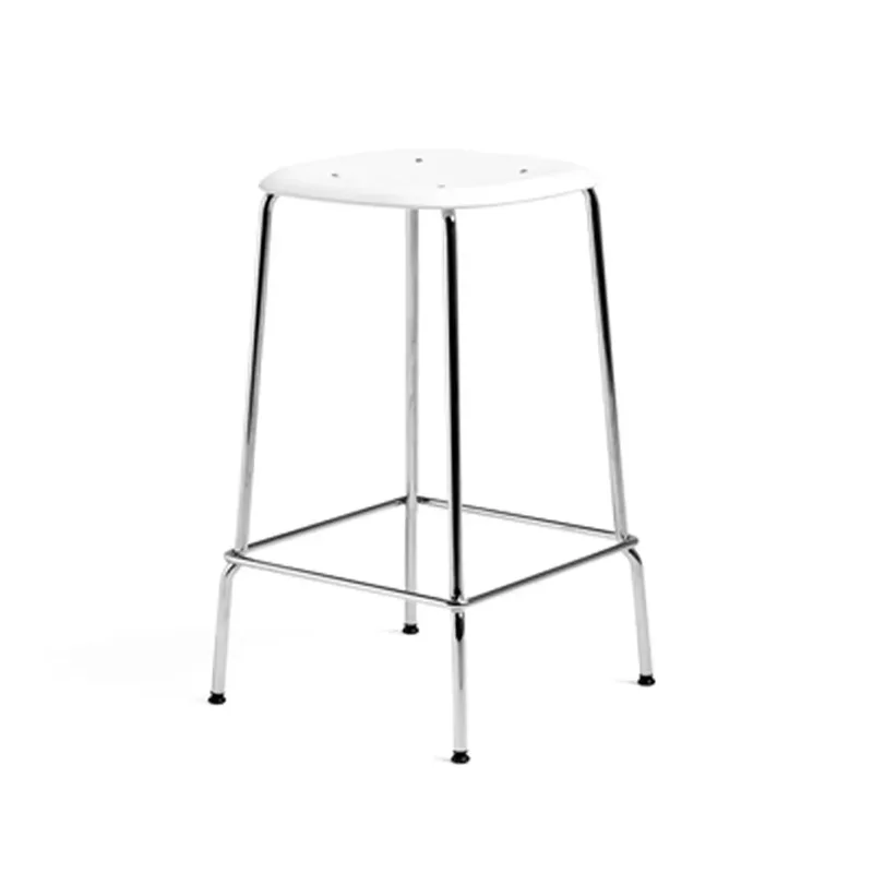 Soft Edge 85 Low Barhocker White, verchromtes Stahlgestell från HAY – produktbild