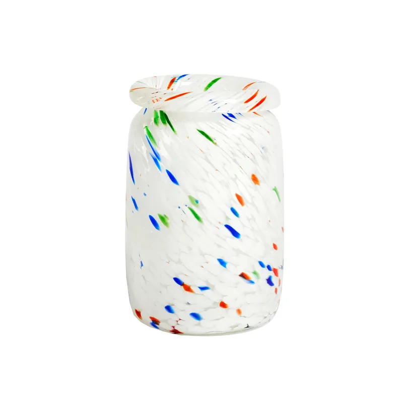 Splash Roll Neck Vase M 22cm White dot (multi) by HAY – product photo