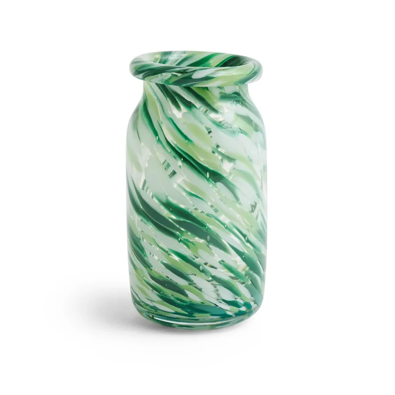 Splash Roll Neck Vase S 20,5 cm Green Swirl by HAY – product photo