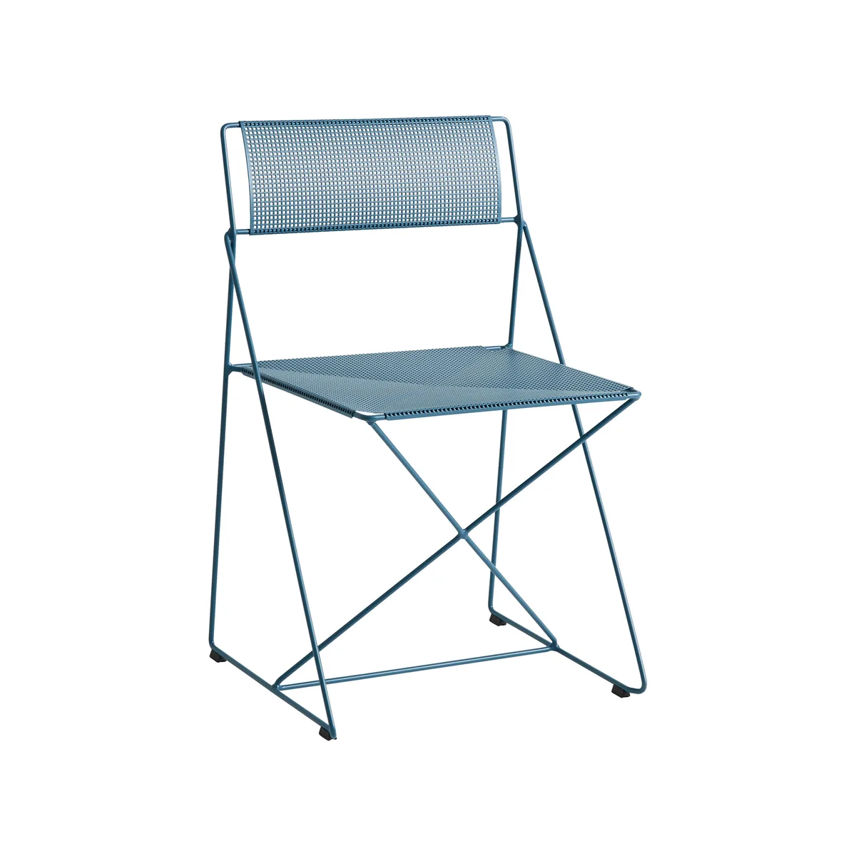 Stapelbarer Stuhl X-Line - Blau - Perforiertes Stahlblech - Designer Niels Jørgen Haugesen van HAY – productfoto