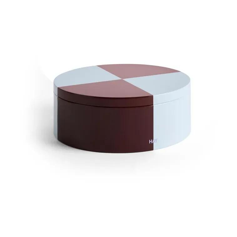 Tin Container Round Aufbewahrungsdose Burgundy-ice blue by HAY – product photo