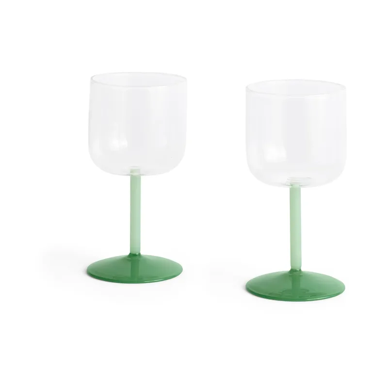 Tint Weinglas 25cl 2er-Pack Clear-jade light green-jade dark green by HAY – product photo