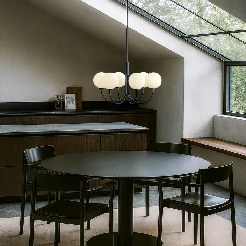 BALLON kroonluchter, zwart, Ø 60 cm, 6-lamps van Herstal – productfoto