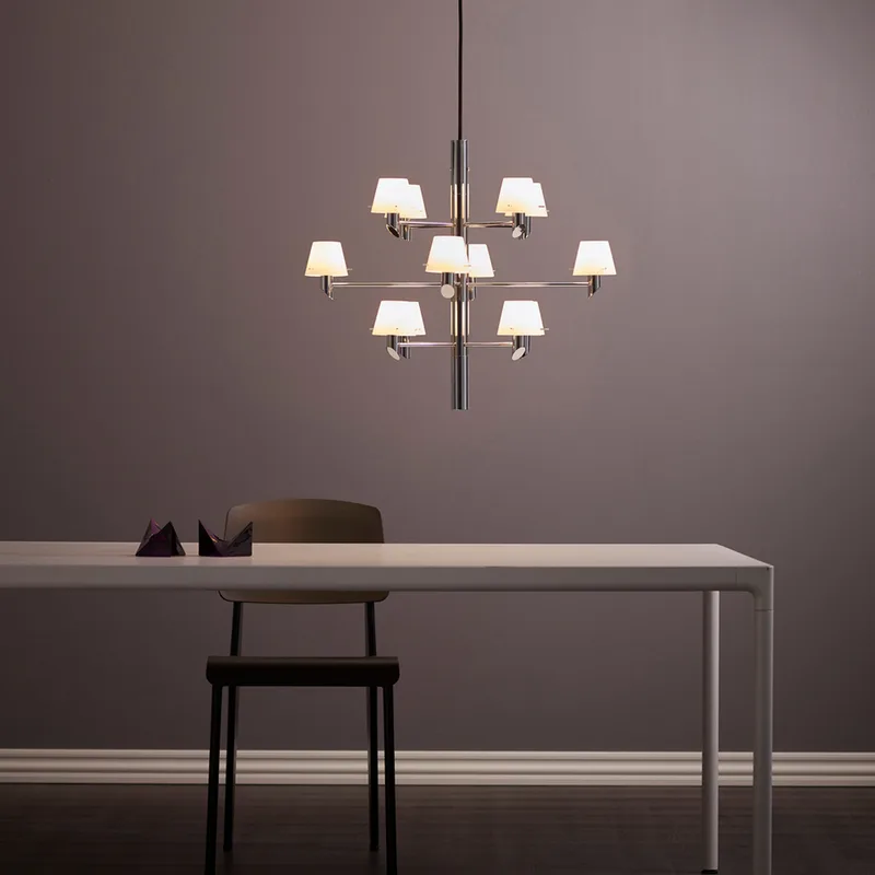 Gil kroonluchter, chroomkleurig, Ø 67 cm, 12-lamps de Herstal – photo du produit