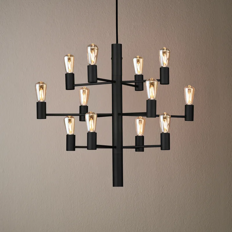 Manola 12 Kroonluchter Zwart Dimbaar LED by Herstal – product photo