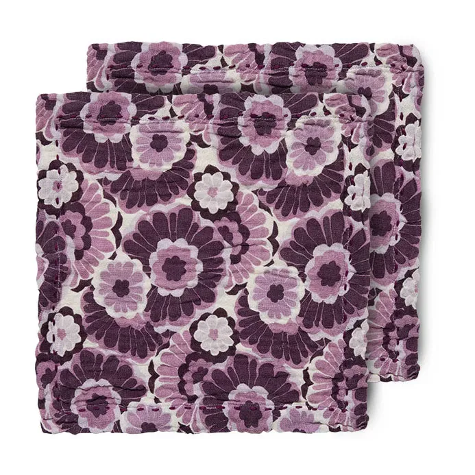 Floral Baumwollserviette 30 x 30cm 2er Pack Burgundy by HKliving – product photo