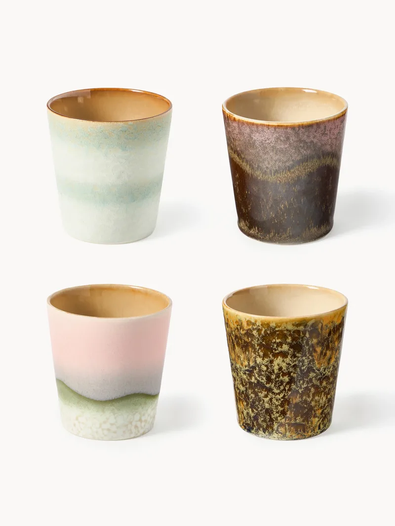 Tasses artisanales avec émail réactif 70's, 4 pièces de HKliving – photo du produit
