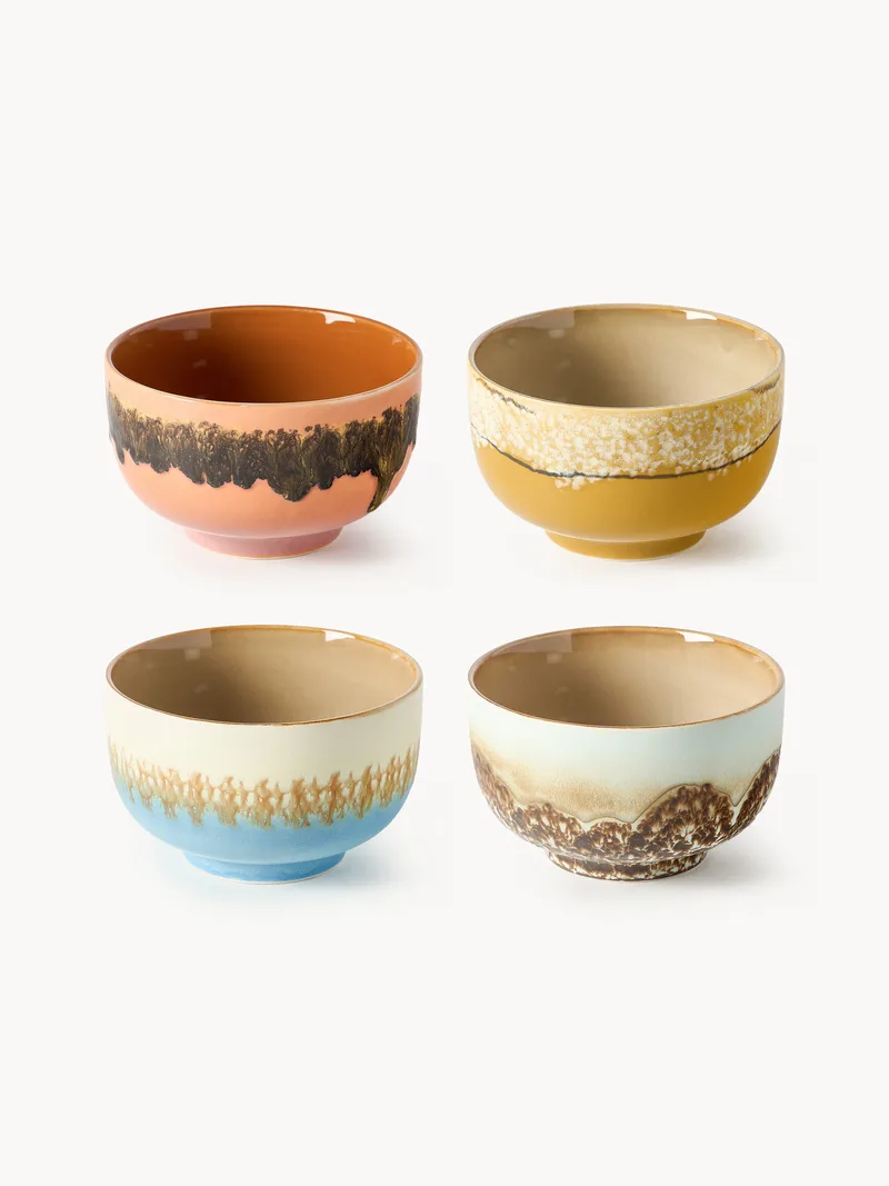 Handbeschilderde schalen 70's van keramiek, 4-delig de HKliving – photo du produit