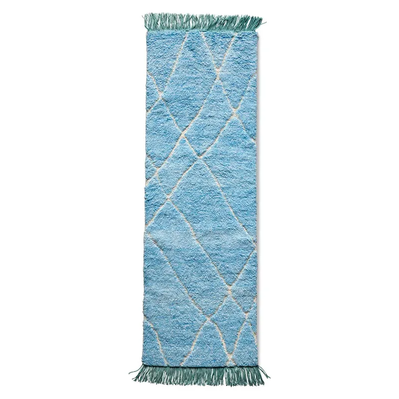 Handgeknüpfter Läufer 80x250 cm Wolle Blau-türkis by HKliving – product photo