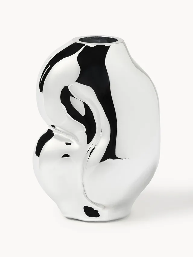 Handgemaakte glazen vaas Gleam, H 18 cm