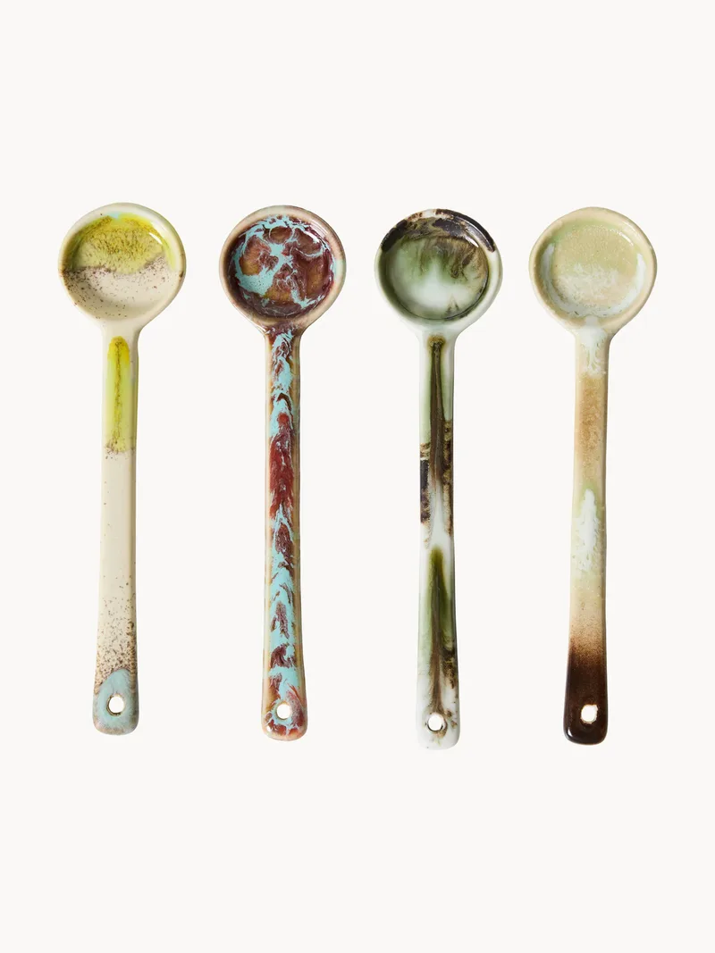 Cuillères artisanales avec émail réactif 70's, 4 pièces de HKliving – photo du produit