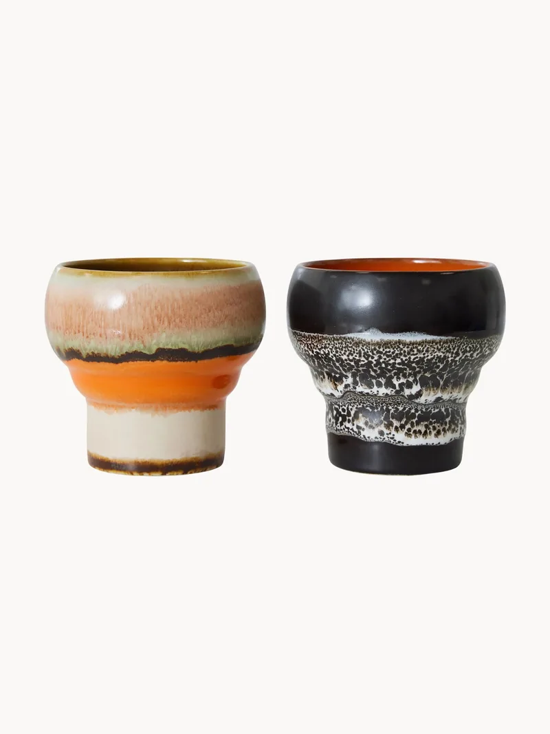 Handgefertigte Becher 70's mit Reaktivglasur, 2er-Set von HKliving – Produktfoto