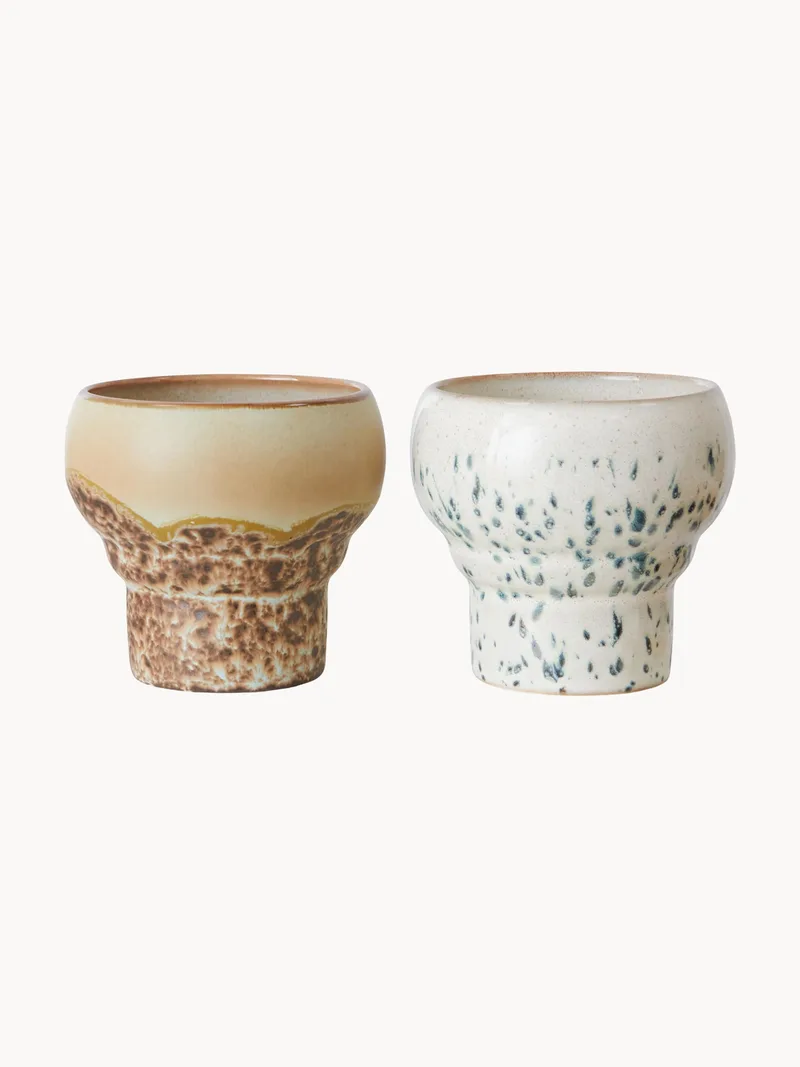 Handgefertigte Becher 70's mit Reaktivglasur, 2er-Set von HKliving – Produktfoto