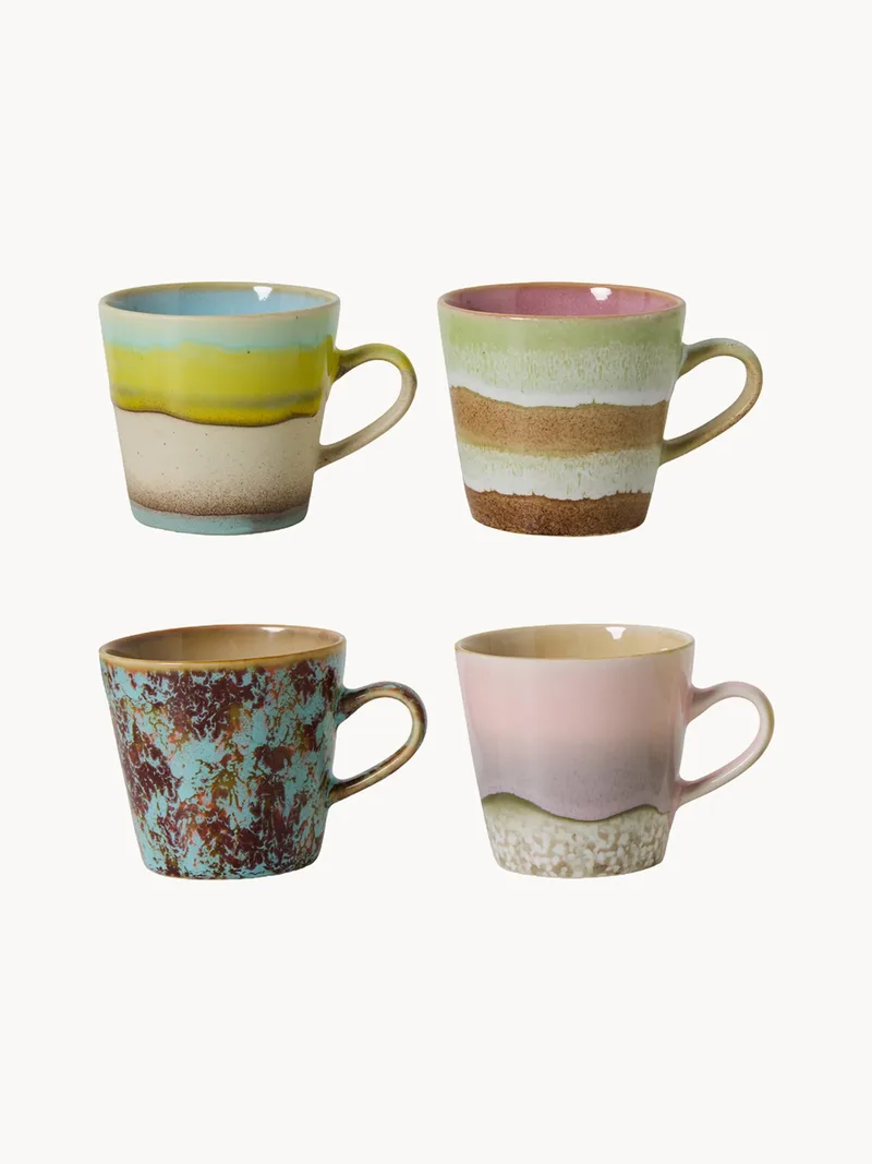 Tasses artisanales avec émail réactif 70's, 4 pièces de HKliving – photo du produit