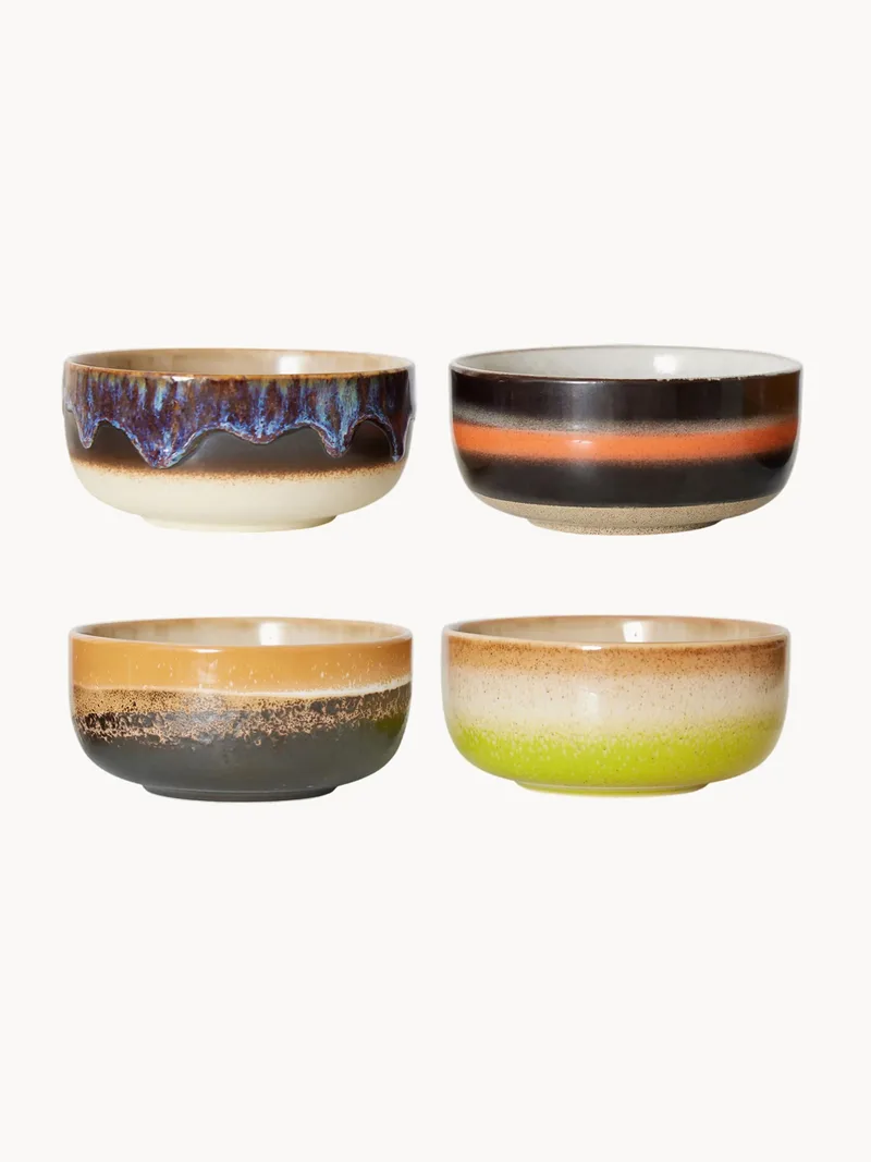 Handgemaakte schalen 70's met reactief glazuur, 4-delig by HKliving – product photo