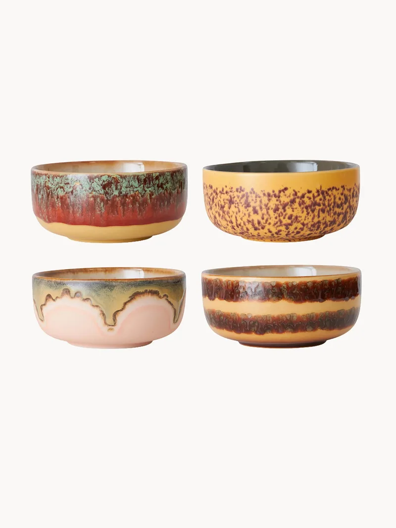Handgemaakte schalen 70's van keramiek, 4-delig fra HKliving – produktbillede