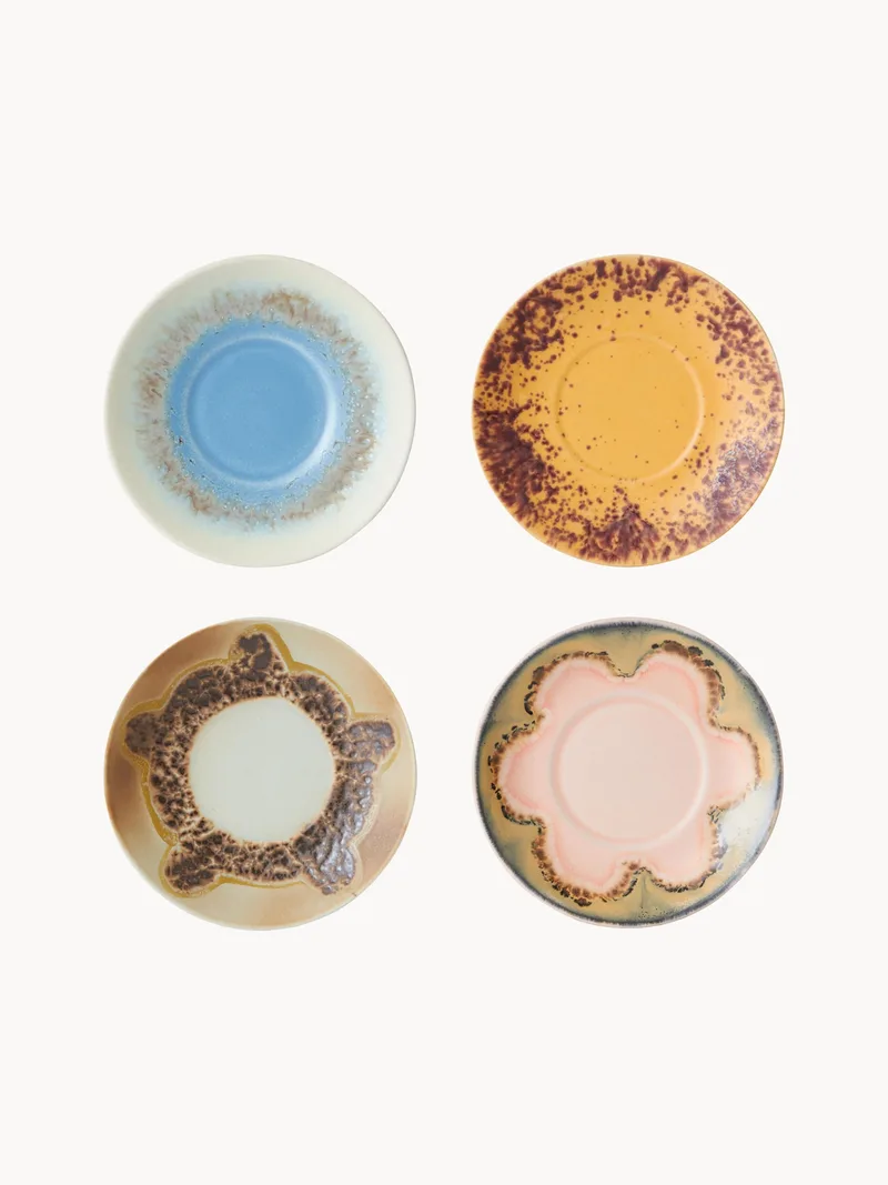 Handgemaakte schoteltjes 70's van keramiek, 4-delig van HKliving – productfoto