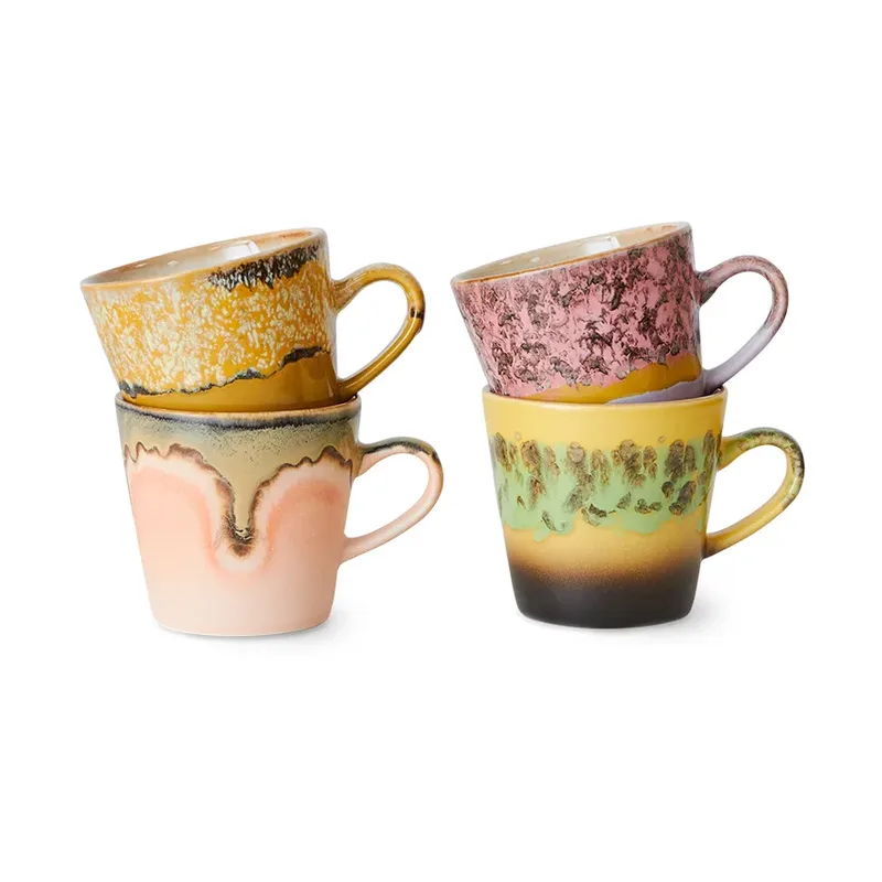 HKliving 70's ceramics Americano Tasse 4er-Pack 26 cl Radiant de HKliving – photo du produit