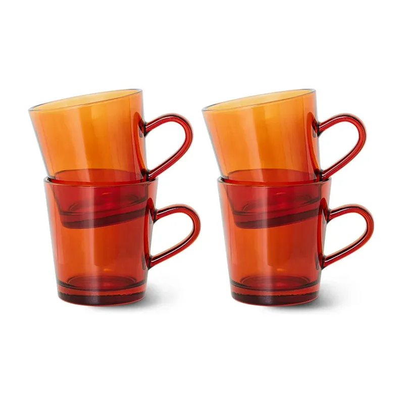 HKliving 70's glassware Kafeetasse 20 cl 4er Pack Amber brown by HKliving – product photo