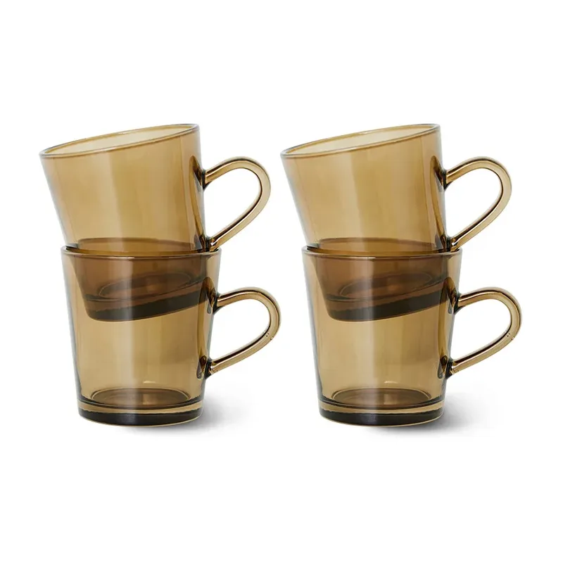 HKliving 70's glassware Kafeetasse 20 cl 4er Pack Mud brown by HKliving – product photo