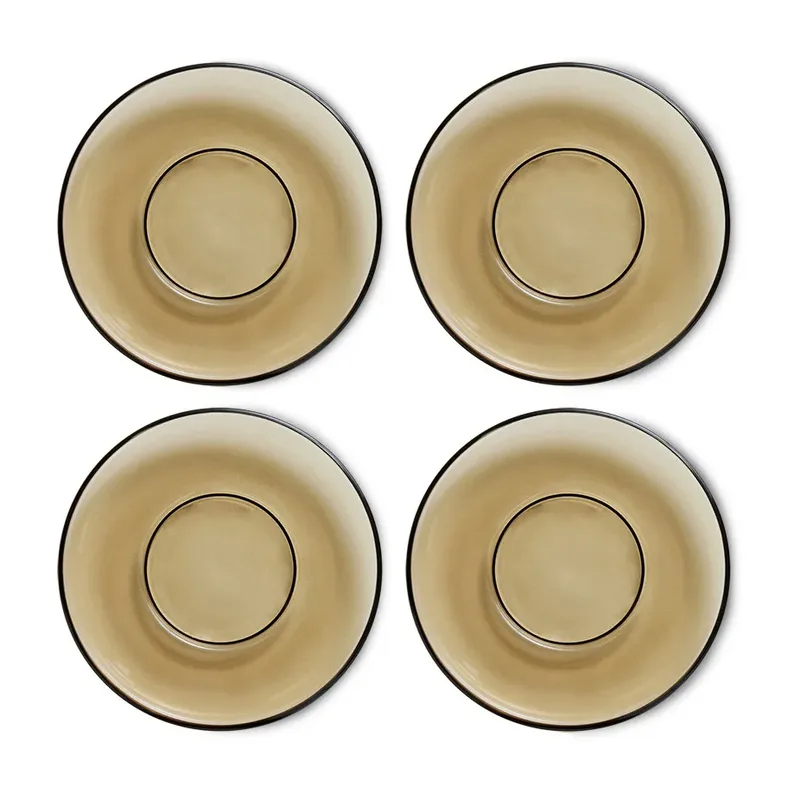 HKliving 70's glassware Kaffeeteller Ø10,6cm 4er Pack Mud brown by HKliving – product photo